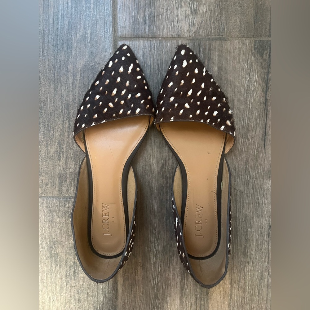 J. Crew Brown and Cream Patterned Flats